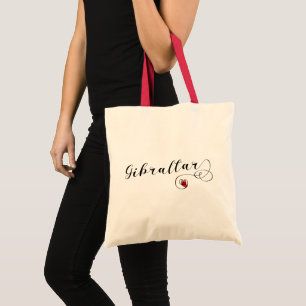 Heart Gibraltar Flag, I Love Gibraltar, Llanitos Tote Bag