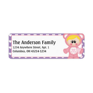 Heart Girl Care a Lot Kids Address Labels d3