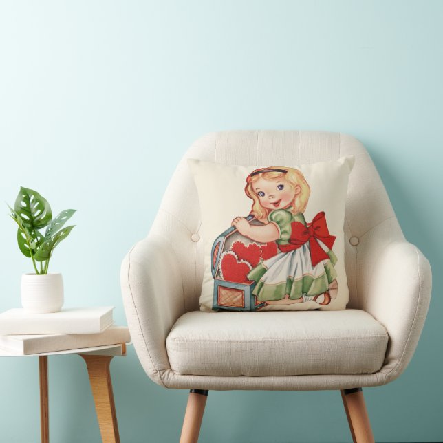 Heart Girl Child Retro Cute Children Cushion (Chair)