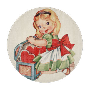 Heart Girl Child Retro Cute Children Cutting Board