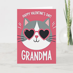 Heart Glasses Cat Grandma Card