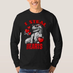 Heart Glasses Dinosaur I Steal Hearts Boys Men Wom T-Shirt
