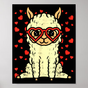 Heart Gles Llama Cute Alpaca Valentines Day Animal Poster
