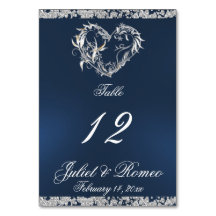 Heart & Glitter - Blue Table Number