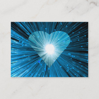 Heart Glow Blue business card white chubby