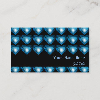 Heart Glow Blue 'hearts' black stripe Business Card