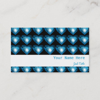 Heart Glow Blue 'hearts' white stripe black Business Card