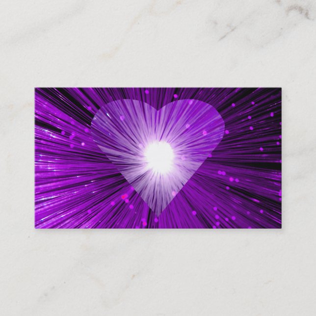 Heart Glow Purple business card white (Front)