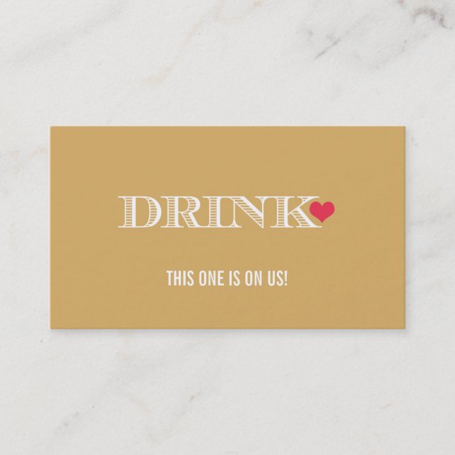 Heart Gold Red Wedding Drink Ticket (Front)