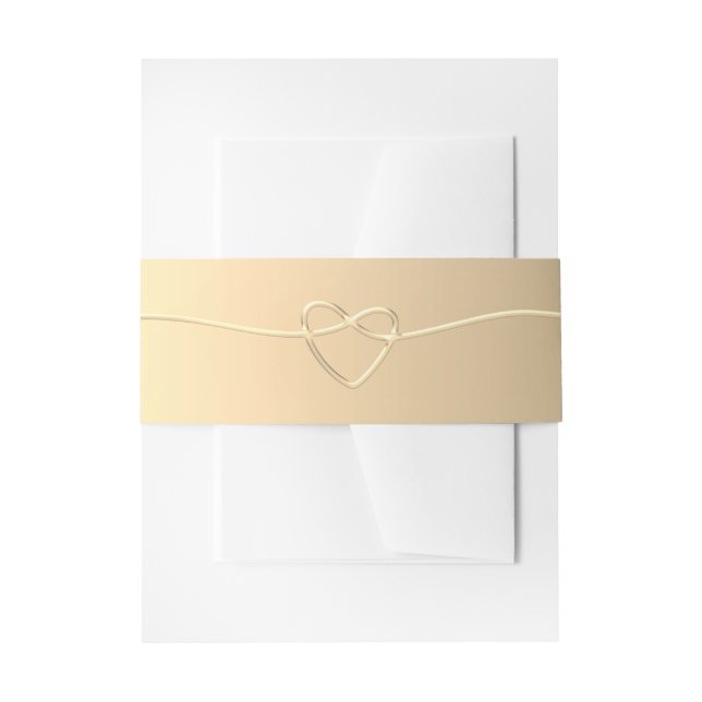 Heart Gold Wedding Invitation Belly Band (Front Example)