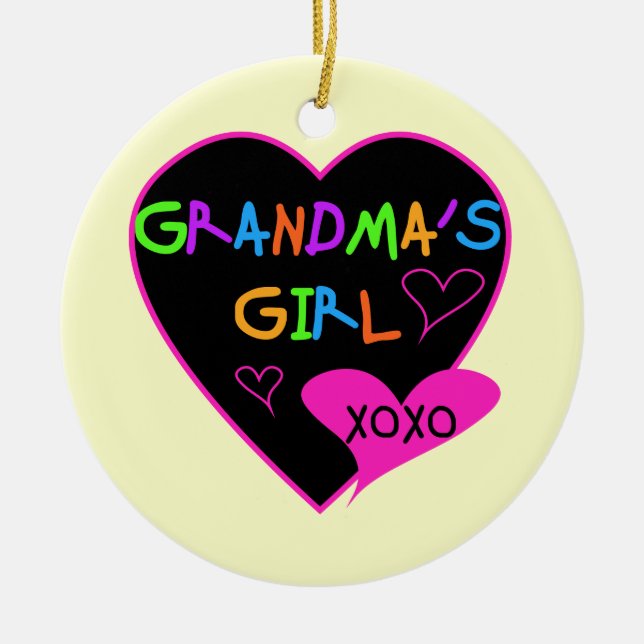 Heart Grandma's Girl T-shirts and Gifts Ceramic Tree Decoration (Front)