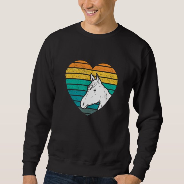 Heart Graphic Horse Lover Equestrian Rider Horses  Sweatshirt (Front)