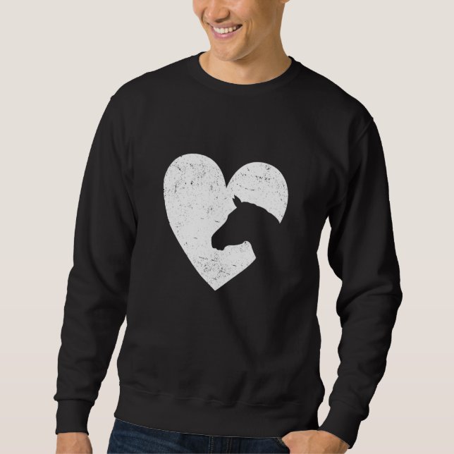Heart Graphic Horse Lover Equestrian Rider Horses  Sweatshirt (Front)