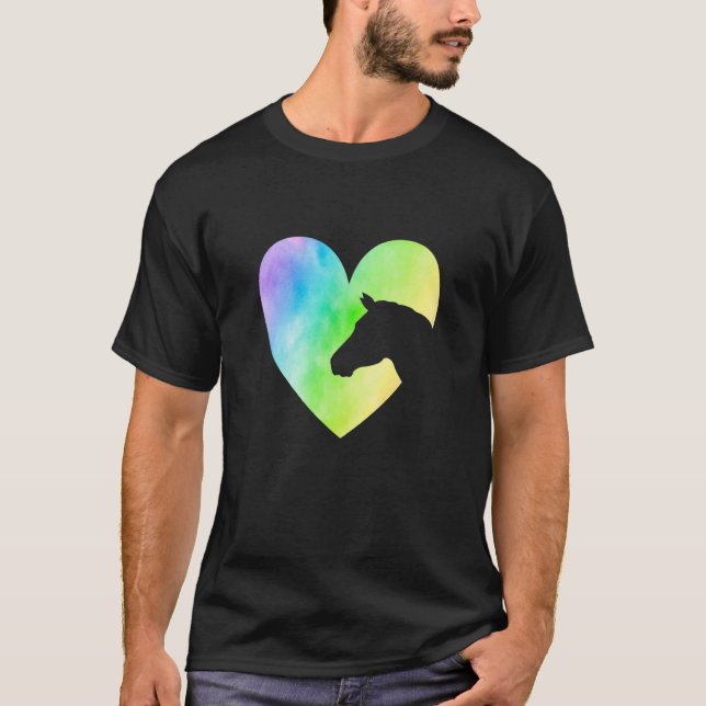 Heart Graphic Horse Lover Equestrian Rider Horses  T-Shirt (Front)