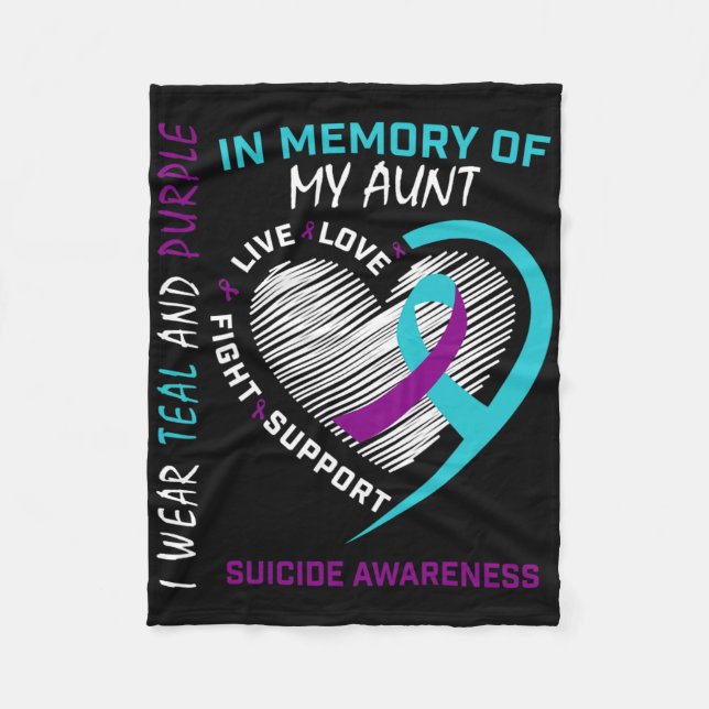 Heart Graphic In Memory Of Aunt Suicide Awareness  Fleece Blanket (Front)