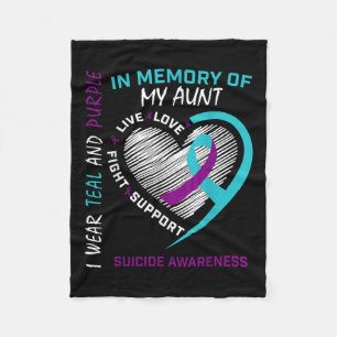 Heart Graphic In Memory Of Aunt Suicide Awareness  Fleece Blanket