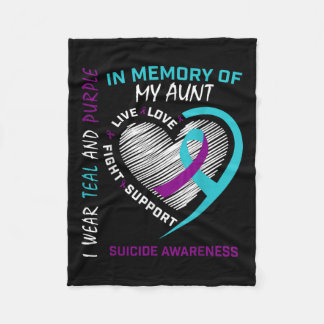 Heart Graphic In Memory Of Aunt Suicide Awareness Fleece Blanket