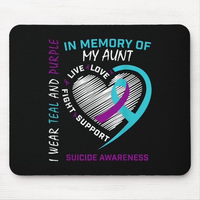Heart Graphic In Memory Of Aunt Suicide Awareness  Mouse Pad (Front)