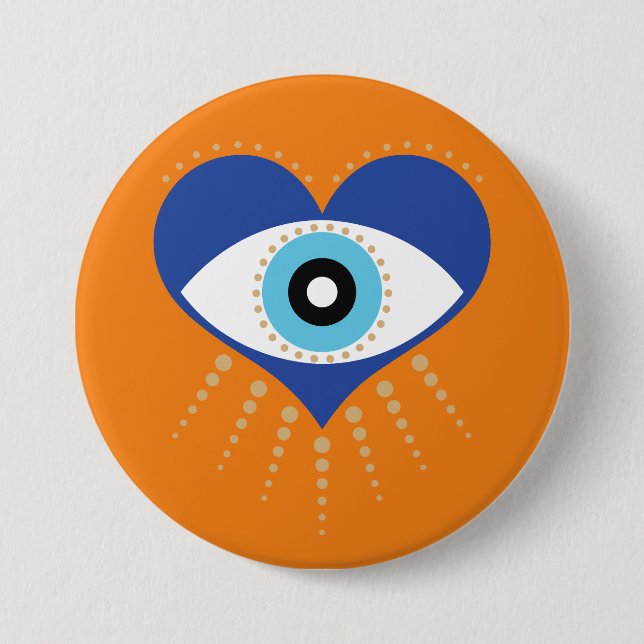 Heart Greek Evil Eye 7.5 Cm Round Badge (Front)