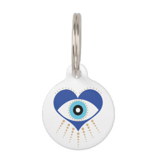 Heart Greek Evil Eye Pet Tag