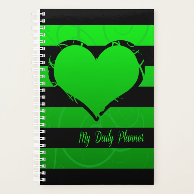 Heart Green and Black Planner (Front)