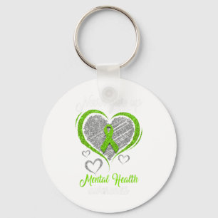 Heart Green Ribbon Mental Health S Awareness  Key Ring
