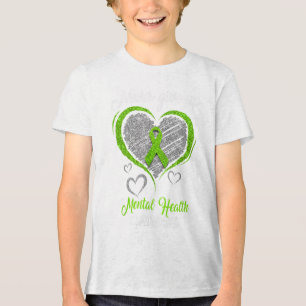 Heart Green Ribbon Mental Health S Awareness Tri-Blend Shirt