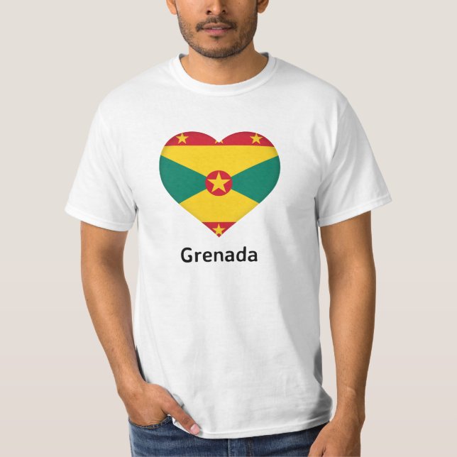 Heart - Grenada Flag T-Shirt (Front)