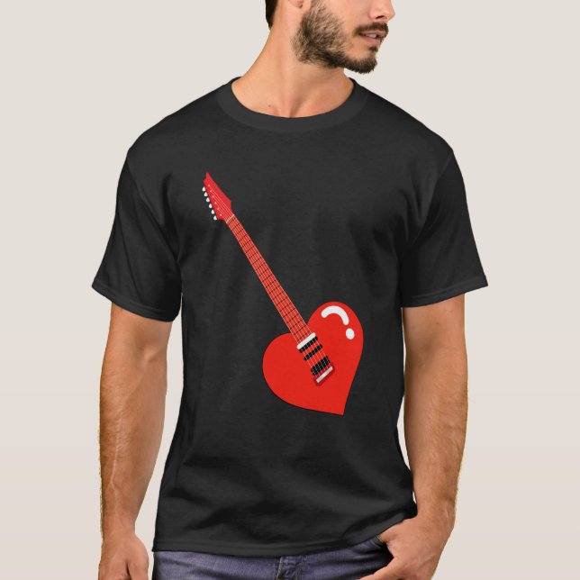 Heart Guitar Valentines Day Music Guitarist Musici T-Shirt (Front)