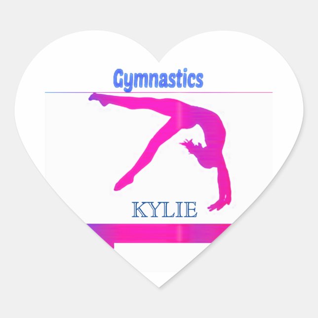 HEART GYMNASTICS STICKERS. Custom name available. Heart Sticker (Front)