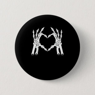 Heart - Halloween Skeleton Hand 6 Cm Round Badge