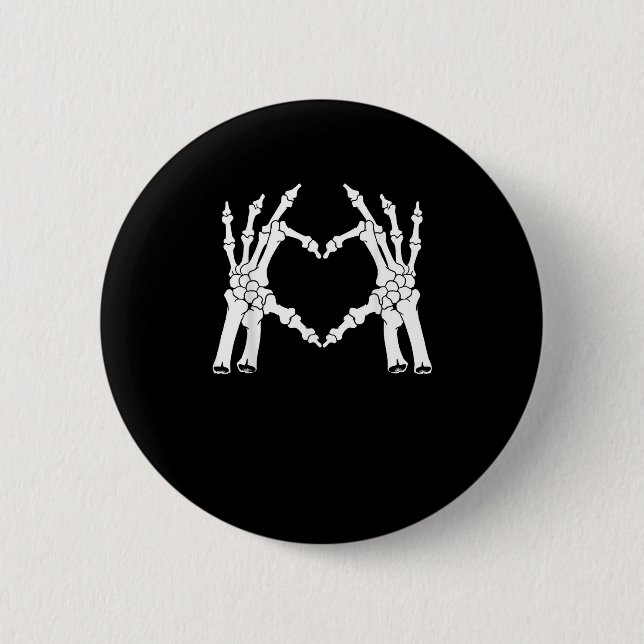 Heart - Halloween Skeleton Hand 6 Cm Round Badge (Front)
