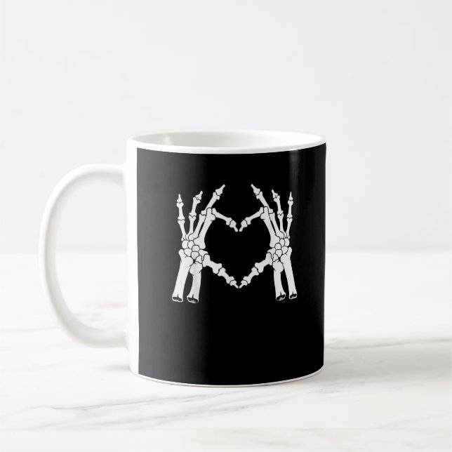 Heart - Halloween Skeleton Hand Coffee Mug (Left)
