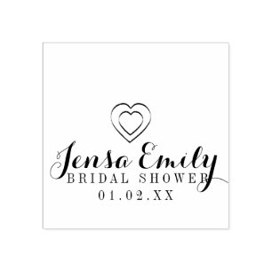 Heart Hand Drawn Bridal Shower Favour  Rubber Stam Stamp