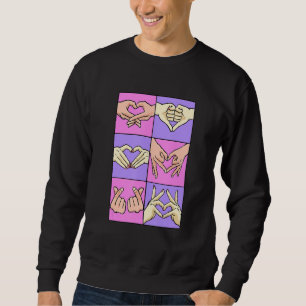 Heart Hand Signs Lovecore Aesthetic Korean Finger Sweatshirt
