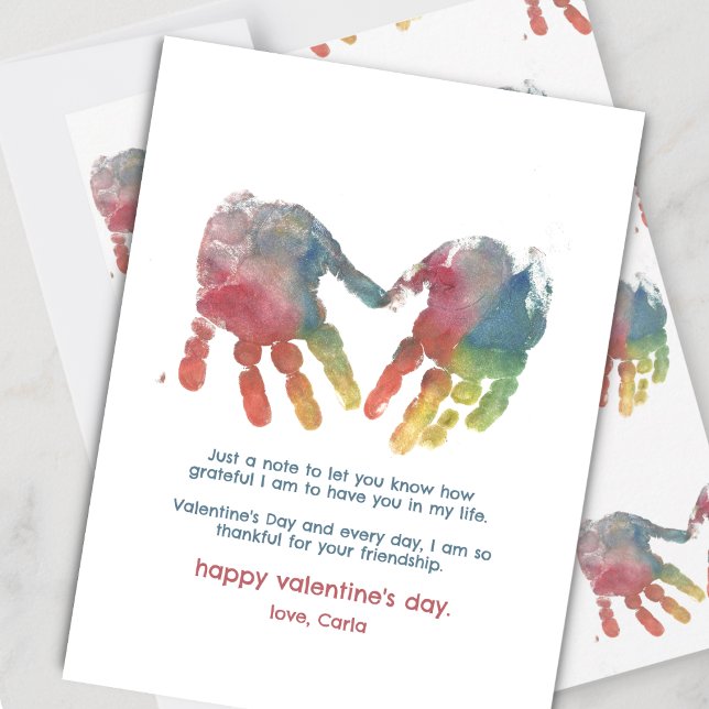 Heart Handprints Valentine's Day Holiday Card (Creator Uploaded)