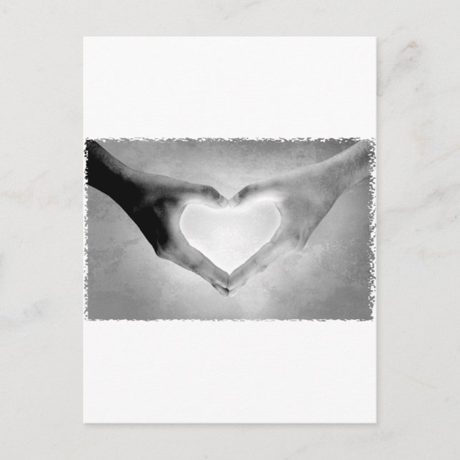 Heart Hands B&W Photo Postcard (Front)