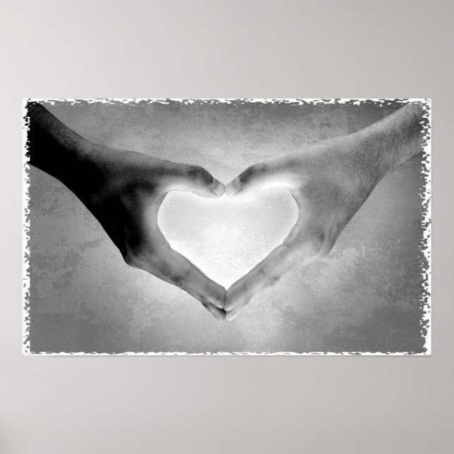 Heart Hands B&W Photo Poster (Front)