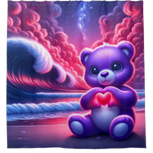 Heart Hands Bear Shower Curtain