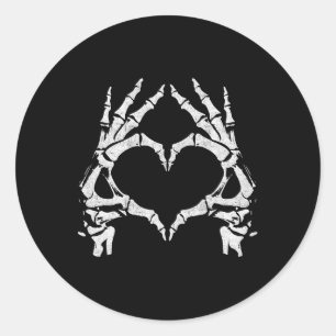 Heart Hands - Halloween - Skeleton Hands Heart Sig Classic Round Sticker