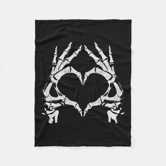 Heart Hands - Halloween - Skeleton Hands Heart Sig Fleece Blanket (Front)