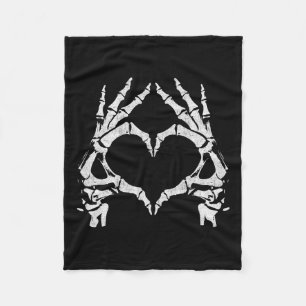 Heart Hands - Halloween - Skeleton Hands Heart Sig Fleece Blanket