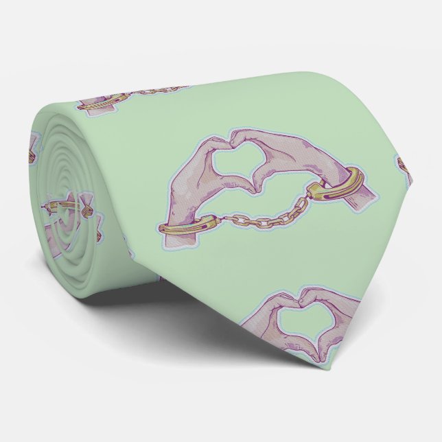 Heart hands Handcuffs Tie (Rolled)