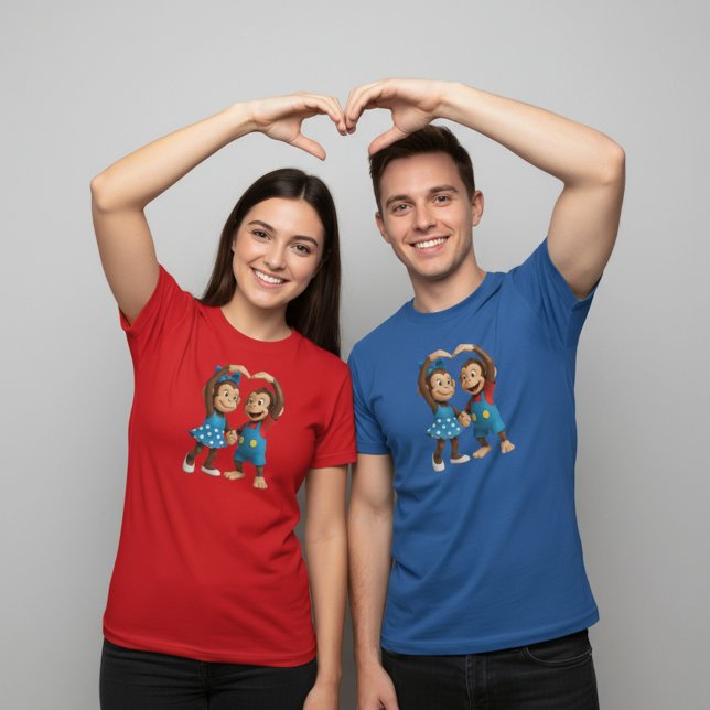 Heart Hands Monkeys  - Sweet Mimo & Zina T-Shirt (Creator Uploaded)