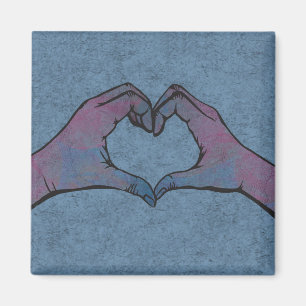 Heart Hands on Blue Background Magnet