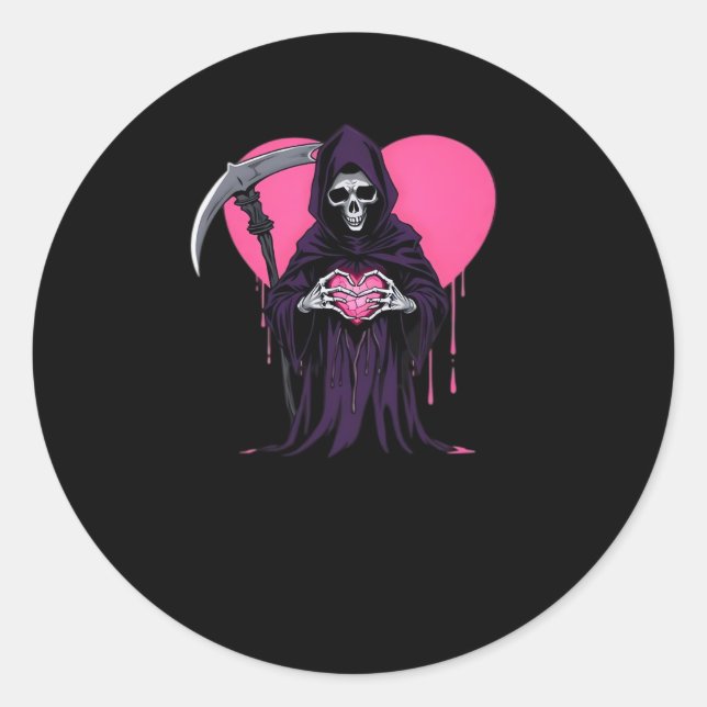 Heart Hands Reaper Classic Meme Round Sticker (Front)