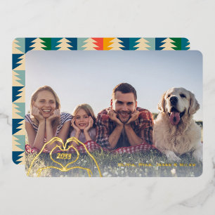 Heart Hands Retro Trees Custom One Photo Gold