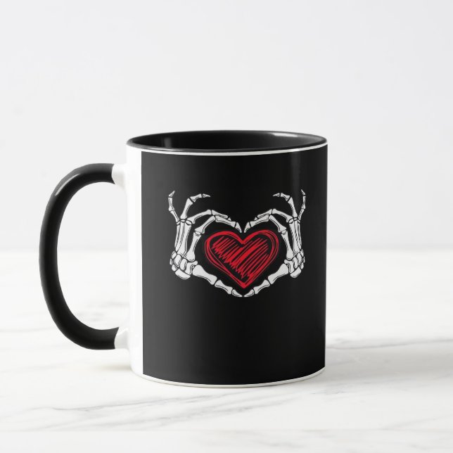 Heart Hands Skeleton Mug (Left)
