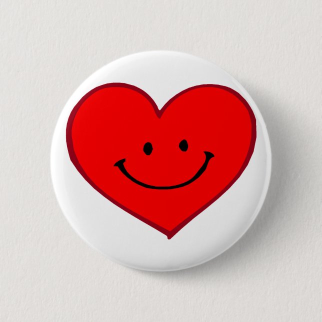 Heart  (Happy Face) 6 Cm Round Badge (Front)