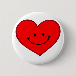 Heart (Happy Face) 6 Cm Round Badge